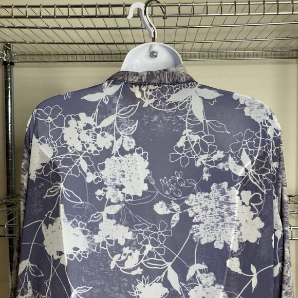 Coldwater Creek Womens Purple Floral Print Open Front Cardigan Size 2X Lagenlook - Picture 10 of 11